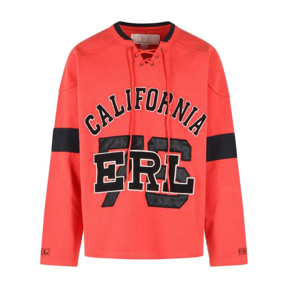Erl 'Hockey' Red Cotton Sweatshirt Men